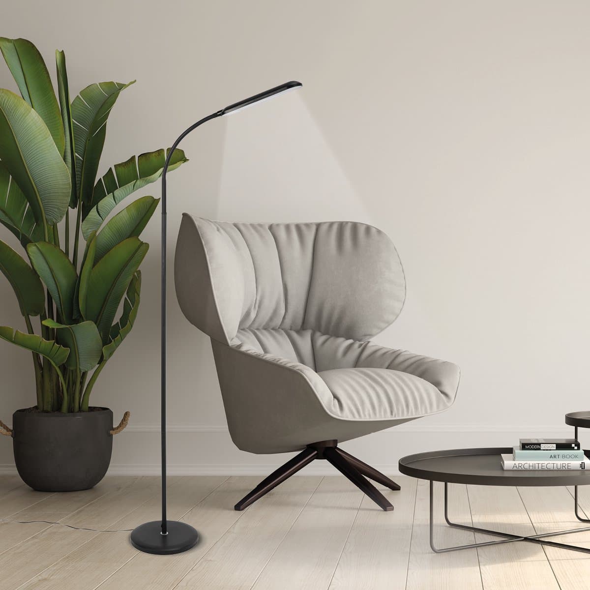 Varin® Design LED leeslamp ultra-plat - Zwart - Dimbaar - 3 Kleurtinten - 10W (eq. 75W) - 800 lumen - Vloerlamp woonkamer - Staande lamp slaapkamer - Modern - Lampen instelbaar - Touchknop - Flexibele hals - Daglichtlamp - Vloerlampen industrieel thumbnail 7
