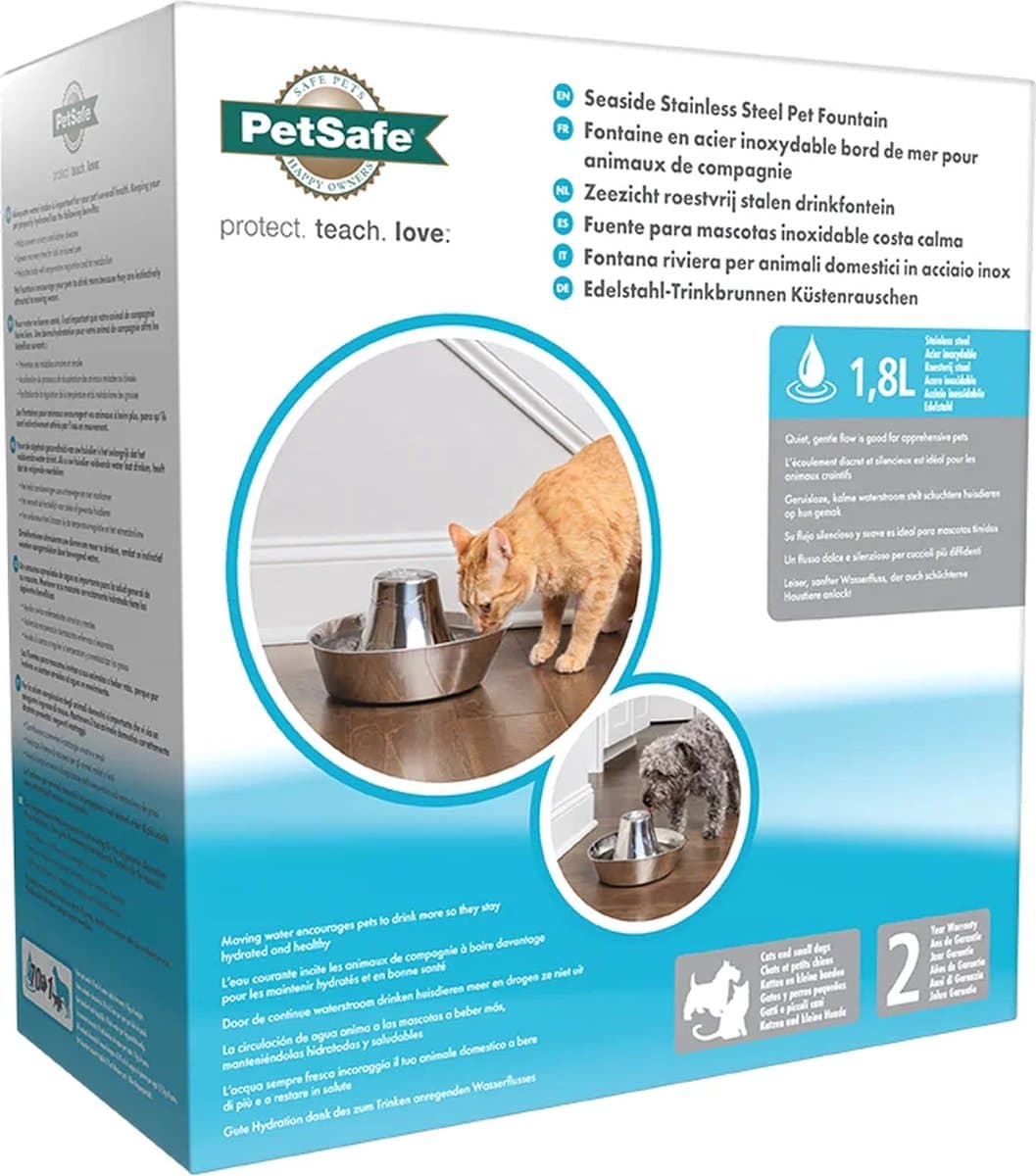 PetSafe® Streamside Ceramic Pet Fountain - Keramische drinkfontein voor katten en kleine honden - Water borrelt zacht over de toren - Door het design van alle kanten bereikbaar - 1,8 liter - PetSafe Streamside thumbnail 6