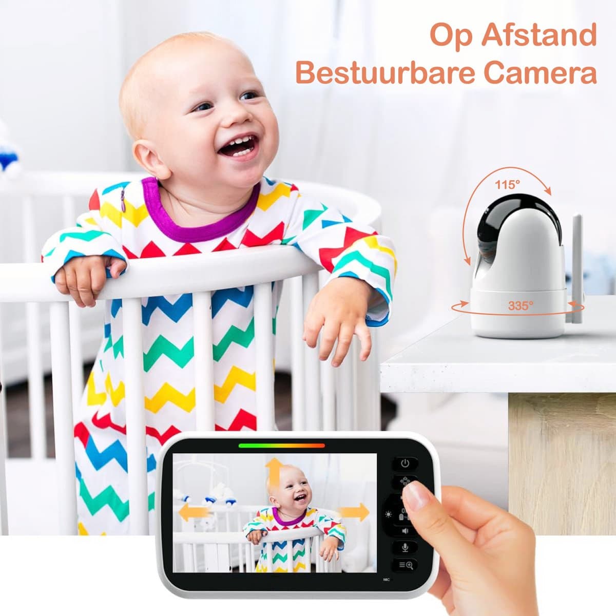 Nubex® Babyfoon met camera - Op afstand bestuurbaar - 5 inch Extra Groot Scherm - Video & Audio - Baby monitor thumbnail 6