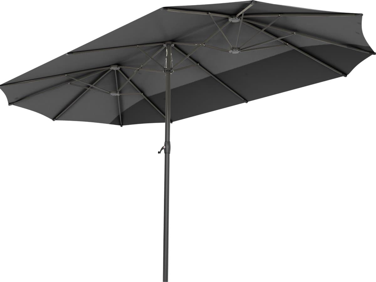 LifeGoods Dubbele Parasol - Tuin - 270x460cm - tot 15 Personen - Waterdicht - UPF50+ - Donkergrijs