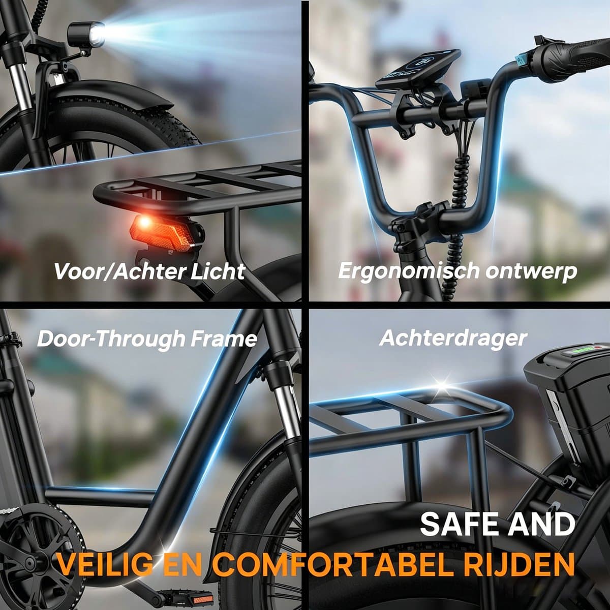Qekud E20 Elektrische Fiets – 250W - 20 inch Fatbike - 48V 13Ah Accu – 7 versnellingen – Zwart thumbnail 3