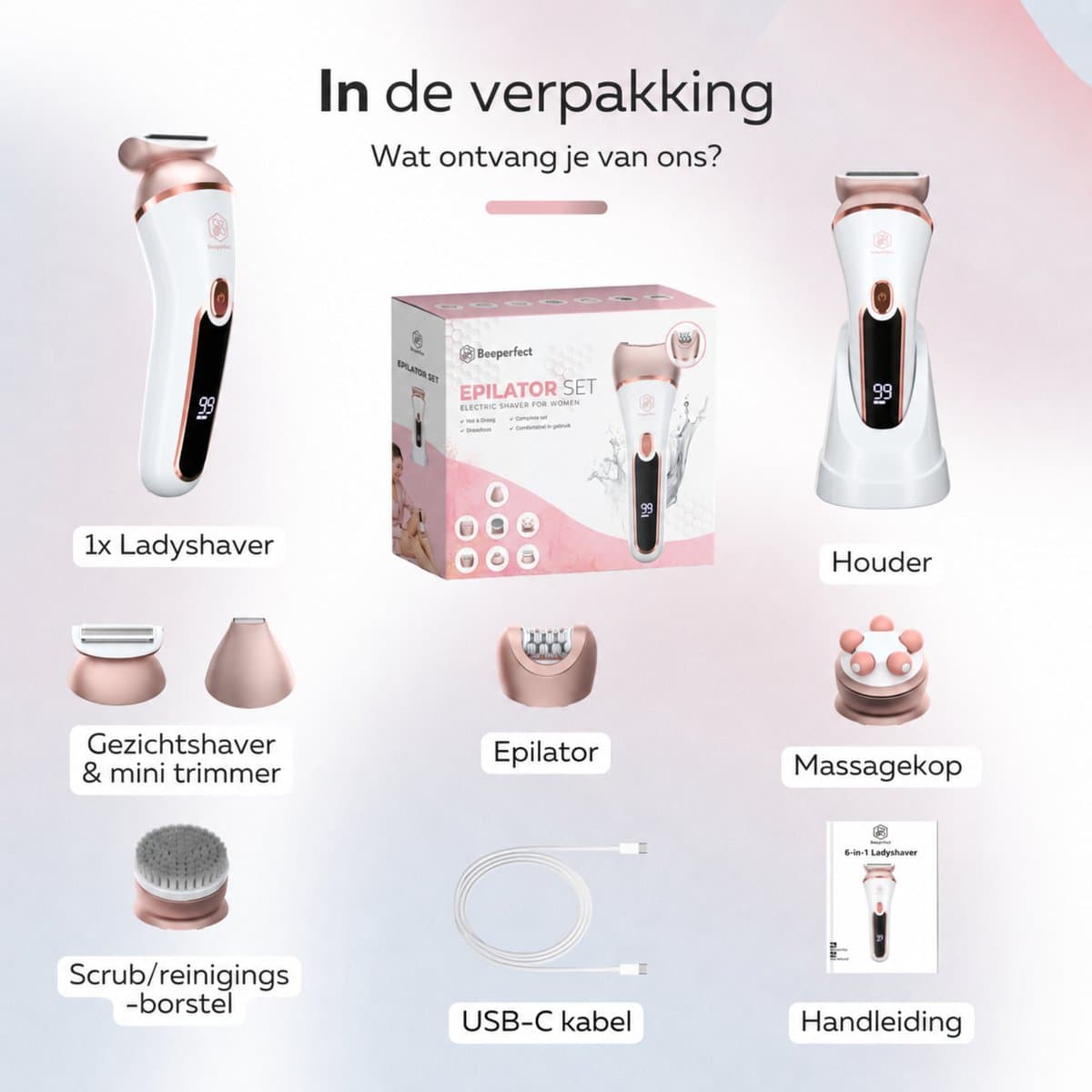 Beeperfect 6-in-1 Epilator – 7 opzetstukken, IPX7 waterdicht thumbnail 8