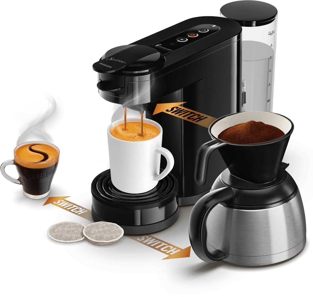 Philips Senseo Switch HD6594/62 - Combinatiekoffiemachine - Filterkoffie en cups - 1L inhoud - Halfautomatisch