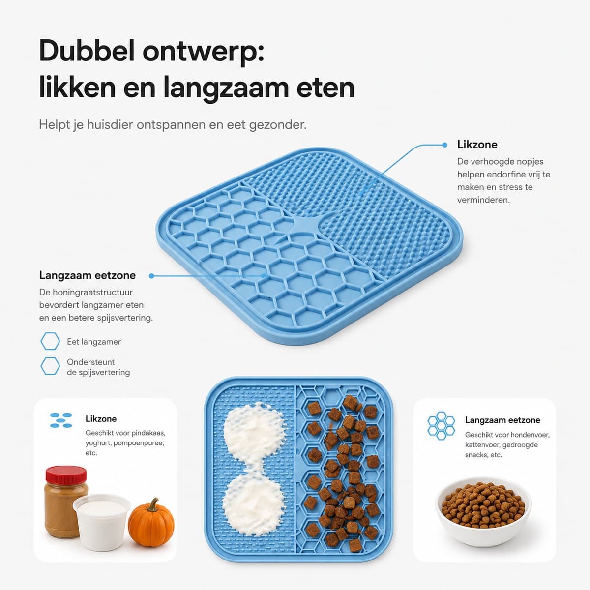 BOTC Likmat Hond met Silicone spatulas - 3-Delig Likmat Voermat Hond - voermat - Slowfeeder Hond - Blauw /Geel thumbnail 7