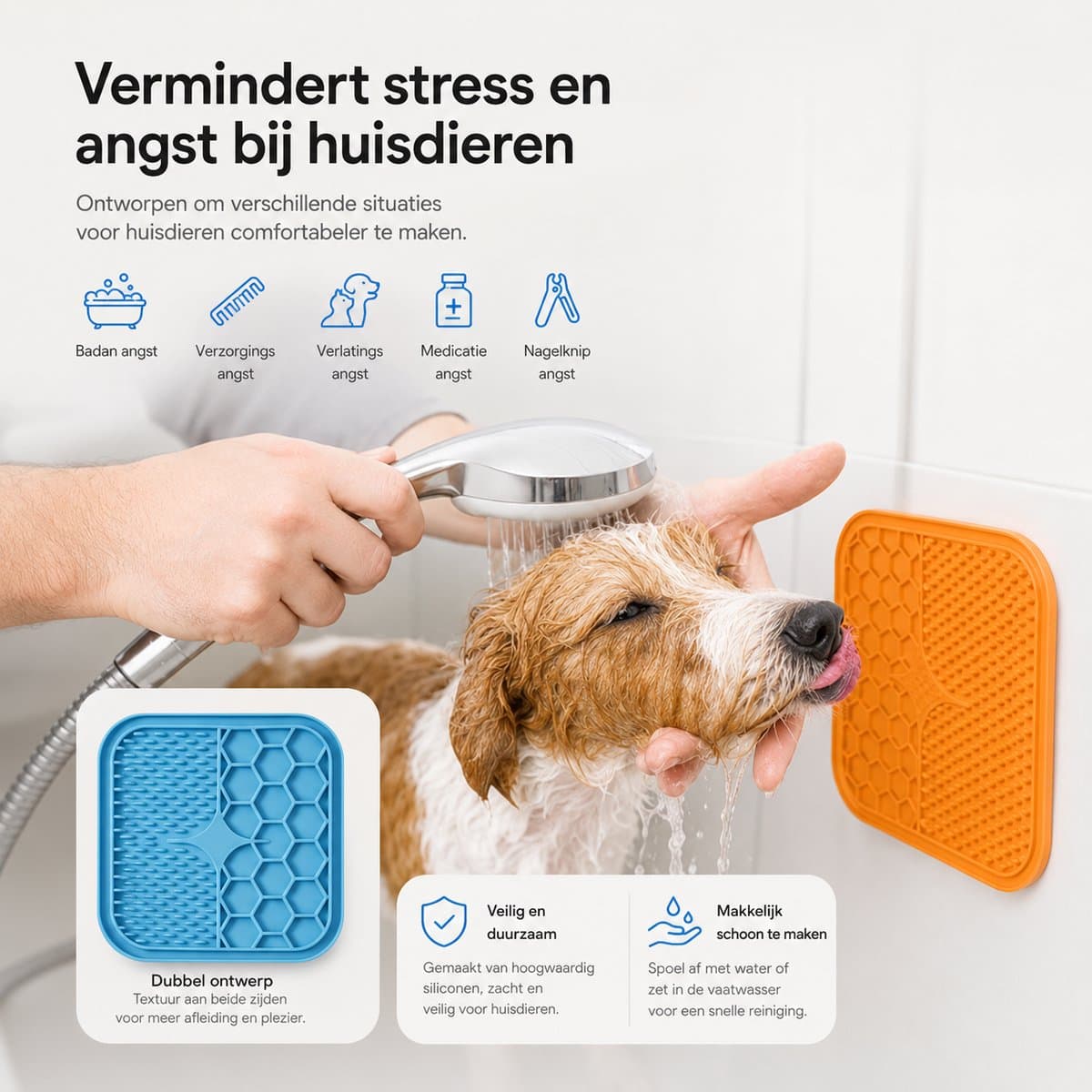 BOTC Likmat Hond met Silicone spatulas - 3-Delig Likmat Voermat Hond - voermat - Slowfeeder Hond - Blauw /Geel thumbnail 5