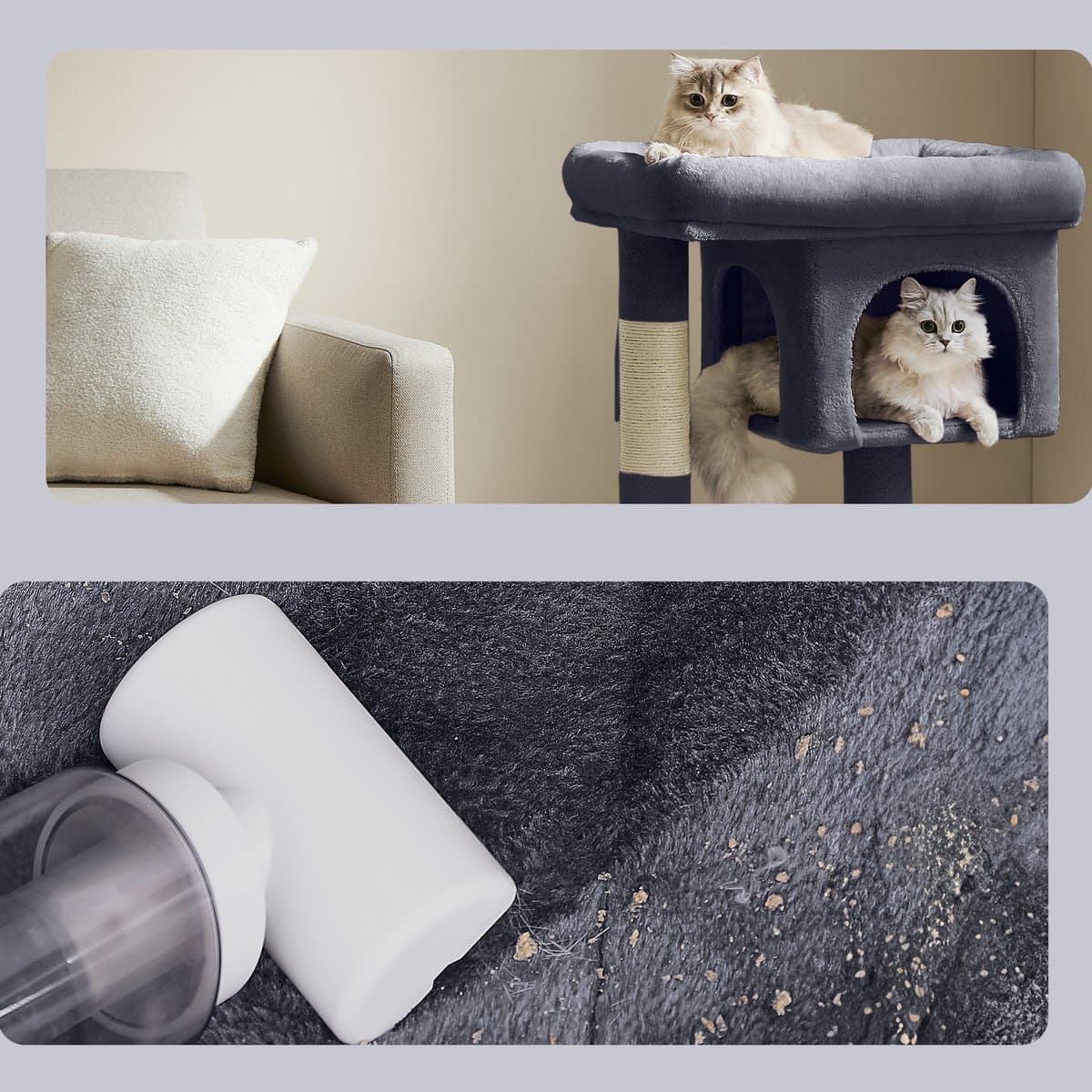 Feandrea PCT61GV2 - Krabpaal voor Katten - Met Groot Uitkijkplatform - 2 Kattenhuisjes - Krabpalen thumbnail 2