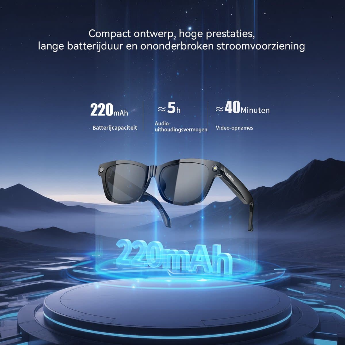 Blackview BV100 Smart Glasses - Slimme bril met camera - Spraakgestuurde AI-assistent - Bluetooth-bellen, vertaling, objectherkenning - BT 5.4 - 32GB - 220 mAh - Zwart thumbnail 3