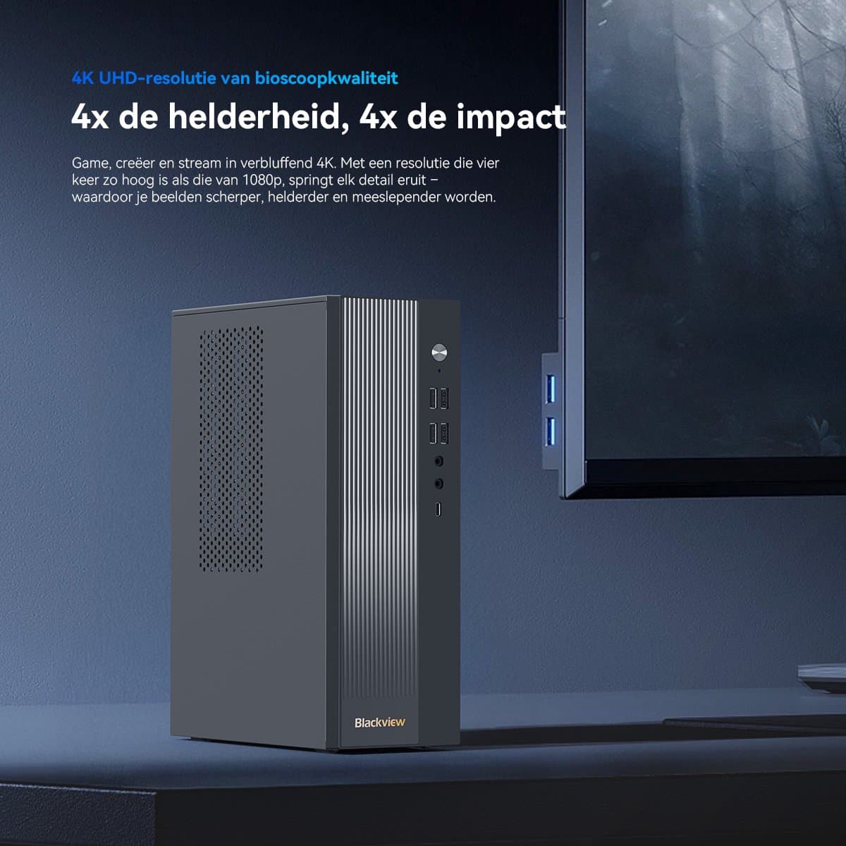 Blackview NEX60 Mini Game PC - Intel Core 5 210H - 16GB DDR4 - 512GB SSD - WiFi 6 - Windows 11 Pro - mini desktop pc - Zwart thumbnail 4