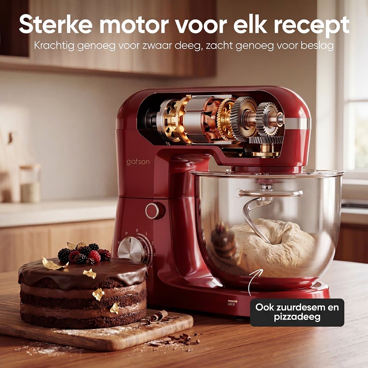 Gatson 1500W Keukenmachine - 10 Snelheden - 5L Mengkom - Dubbele Handvat - Keukenrobot - Keukenmixer - Foodprocessor thumbnail 7