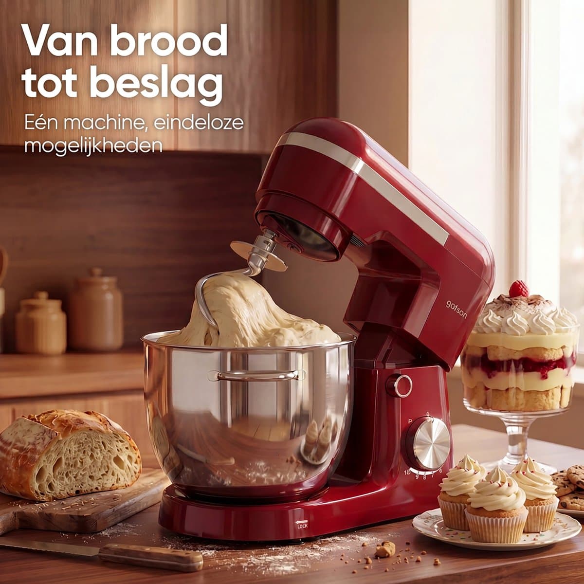 Gatson 1500W Keukenmachine - 10 Snelheden - 5L Mengkom - Dubbele Handvat - Keukenrobot - Keukenmixer - Foodprocessor thumbnail 2