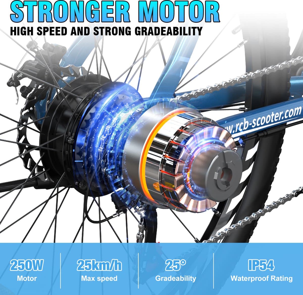 RCB Elektrische Fiets | Trendy 26 Inch City Commuter EBike | 250W Motor | 25 km/u | 7-Speed | APP | zwart thumbnail 2