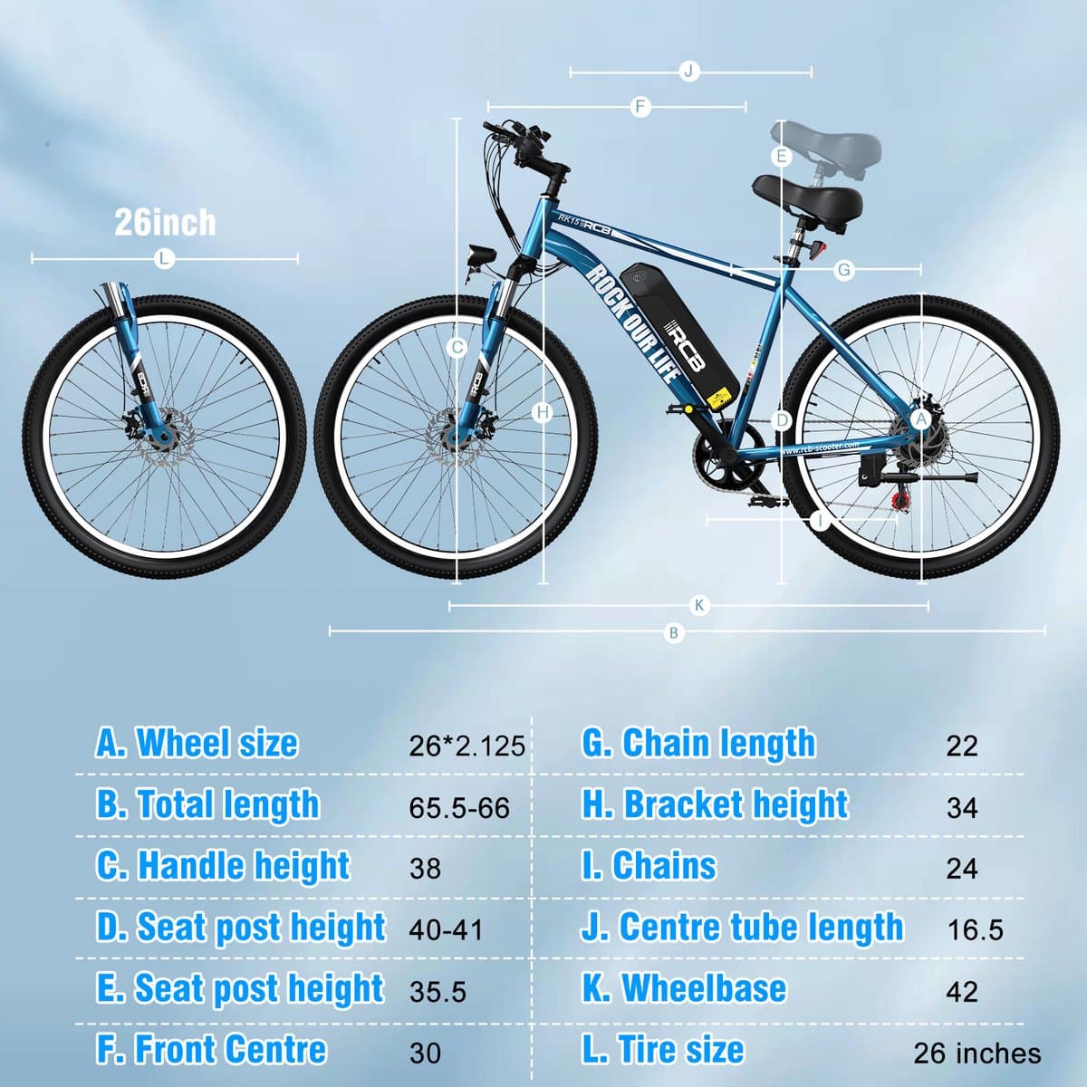 RCB Elektrische Fiets | Trendy 26 Inch City Commuter EBike | 250W Motor | 25 km/u | 7-Speed | APP | zwart thumbnail 3