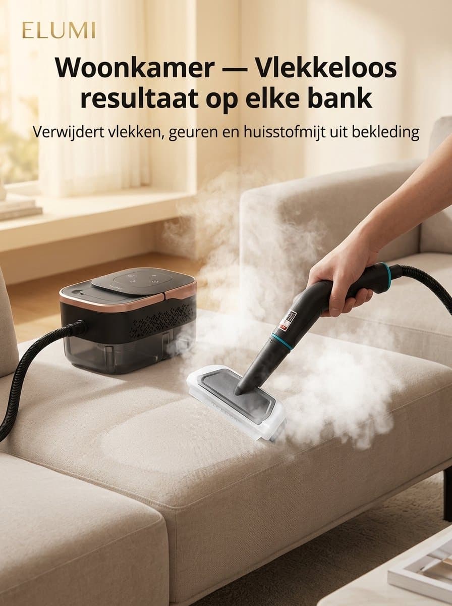 Elumi Handstoomreiniger Plus - Reinigingsmachine - Stoomapparaat Vloer/Bank/Badkamer/Keuken - Handstomer - Stoomreiniger badkamer - Vlekkenreiniger - Diverse opzetstukken thumbnail 3