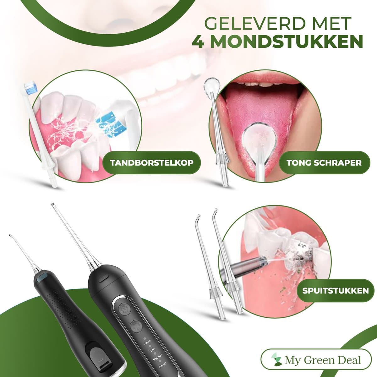 My Green Deal - Waterflosser Draadloos - Elektrische Tandenflosser- Monddouche - Mondverzorging - Flosapparaten - Tongreiniger thumbnail 7