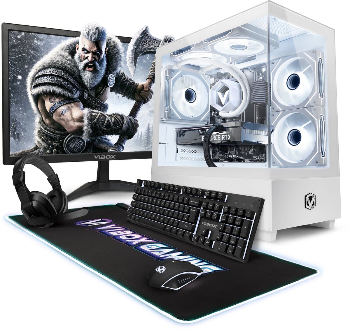 Vibox Gaming PC Set - Ryzen 7 5700X - RTX 5060 Ti - 16GB RAM - 1TB SSD - Windows 11 - WiFi 6 + Bluetooth 5.4 - 23" Monitor + Accessoires