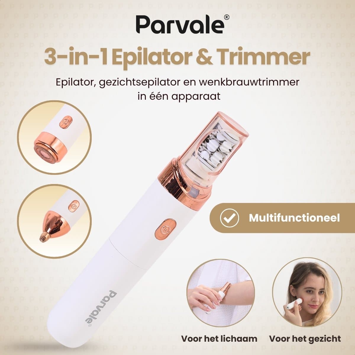 Parvale® 3 in 1 Epilator SilkPro - Epileerapparaat Dames - Epilator - Gezichtsepilator Vrouw - Gezichtsontharing Dames - Epilator Gezicht - Epilator Dames - Gezichtsepilator dames thumbnail 8