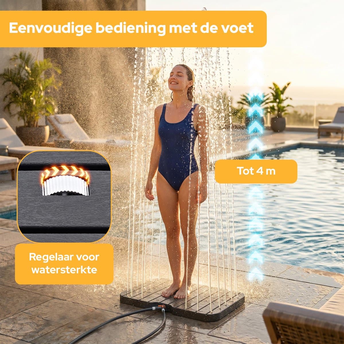 AREBOS Bodendouche Tuindouche Zwembaddouche Saunadouche Voetbediening Antislip thumbnail 2