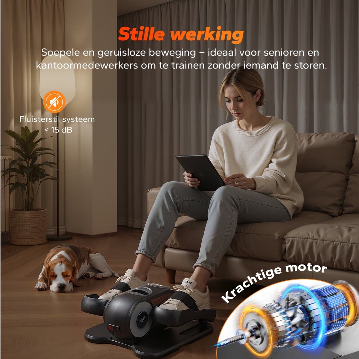 Mini Elliptische Crosstrainer & Stepper - Compacte Desk Bike met 12 Snelheden & LCD-Display - Ruimtebesparende Beentrainer & Stoelfiets voor Thuis en Kantoor - Zwart thumbnail 2