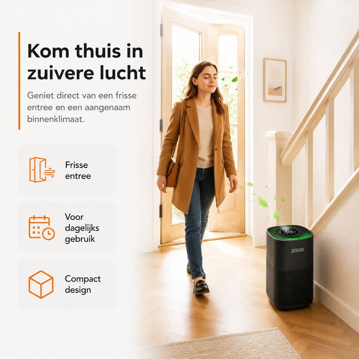 Luchtreiniger / Air Purifier met APP en HEPA 13 filter + koolstoffilter - Werkt tegen huisstofmijt, hooikoorts, allergie, stof, - 210 m³/u - Zedar L600 thumbnail 3