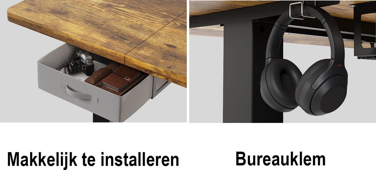 Devoko Elektrisch Zit-sta Bureau 160x80 cm – Stille Motor met Geheugenfunctie – Zit-alarm – Digitaal Display – 6 Knoppen Handbediening – USB Poort – Zit-sta Bureau – Bruin thumbnail 6