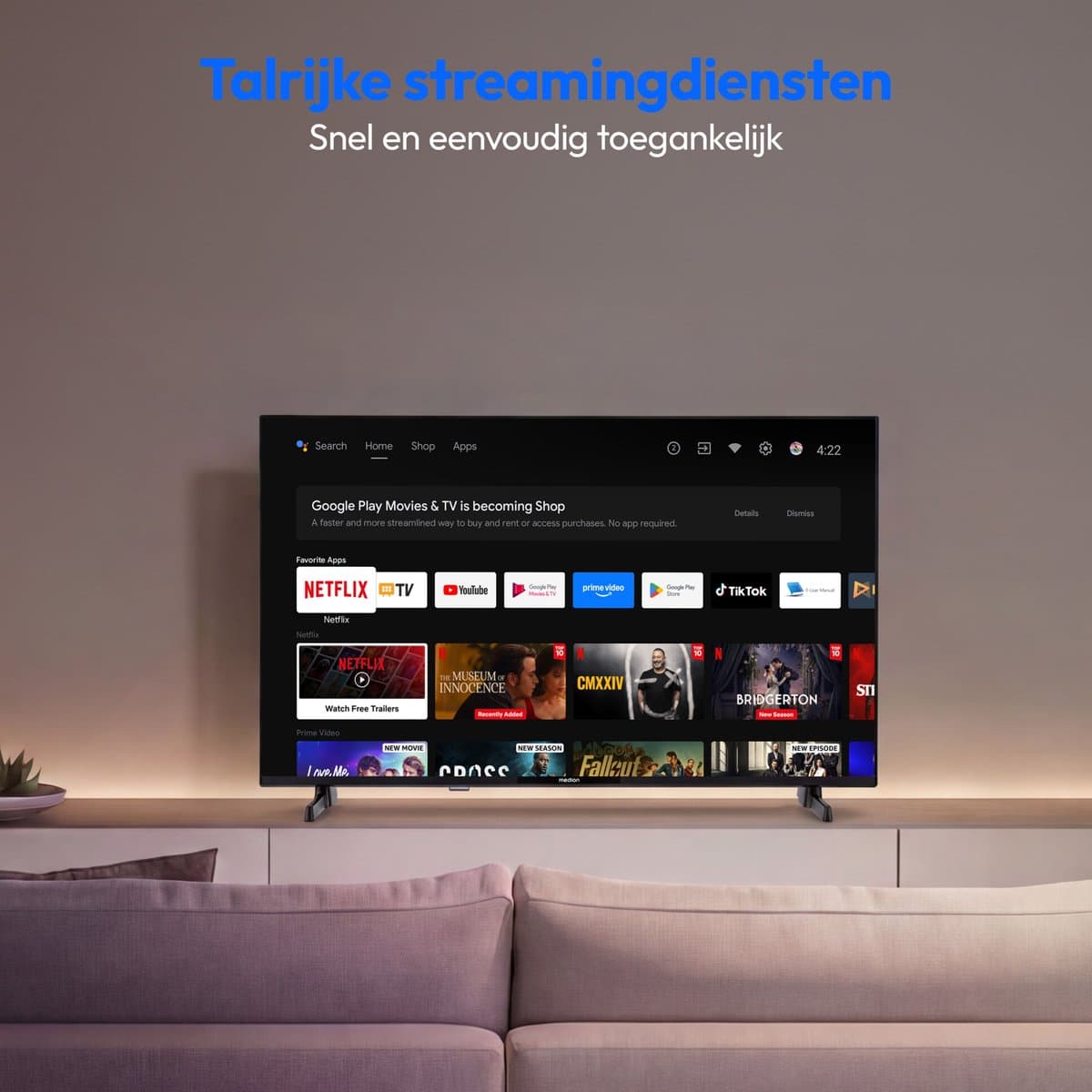 MEDION 108 cm 43" Full HD TV Android TV Smart TV HDR Prime Video PVR Bluetooth, MD843100 thumbnail 4