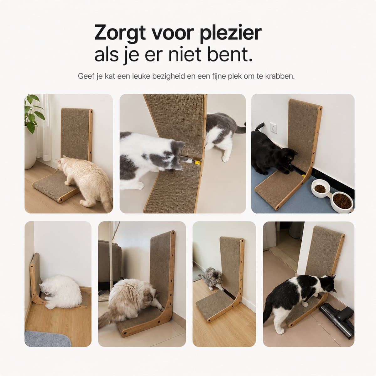 BOTC Kattenkrabber - 68 cm L-vorm - Kattenkrabmat voor aan de muur - Kattenkrabkarton met bal - Groot formaat thumbnail 5