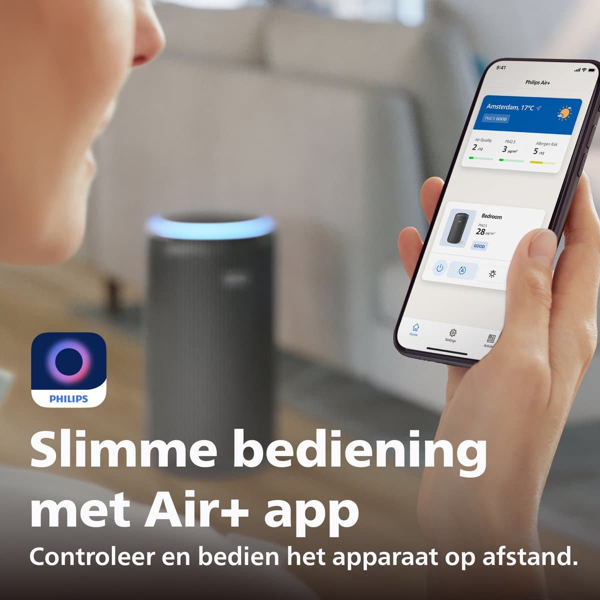 Philips PureProtect 3200 Series - Luchtreiniger - CADR 520m3/u - Ruimtes tot 135m2 - 3 Laags HEPA Filtratie - Air+ App - Ultrastil - Nachtlampje - Zwart - AC3221/13 thumbnail 5