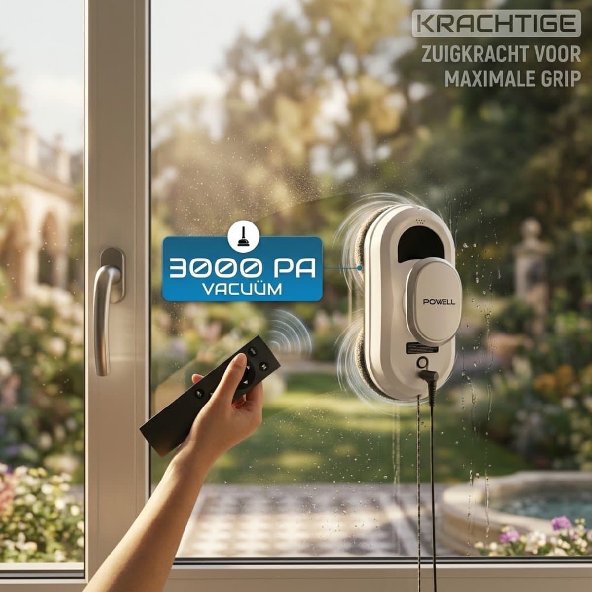 Powell Robot Ramenwasser - Ruitenreiniger - Elektrische Raamwisser - 3000Pa Sterke Zuigkracht - Afstandsbediening - Wit thumbnail 3