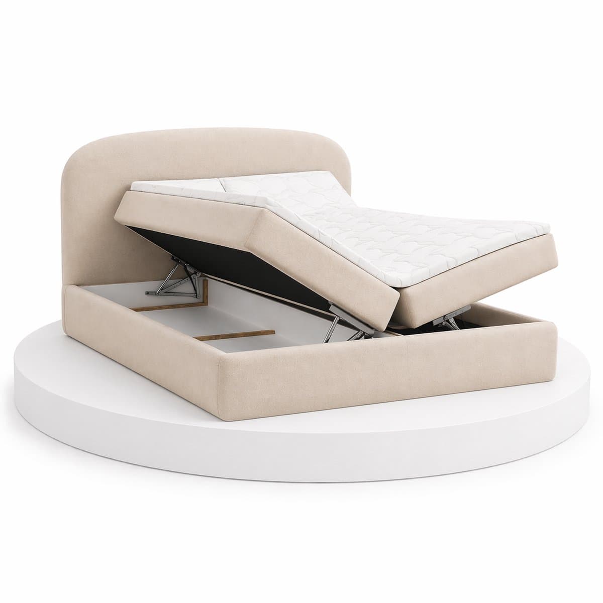 Japandi Bed Shira - 180x200 Compleet - Boxspring met opbergruimte - Beige - BalBedden thumbnail 3
