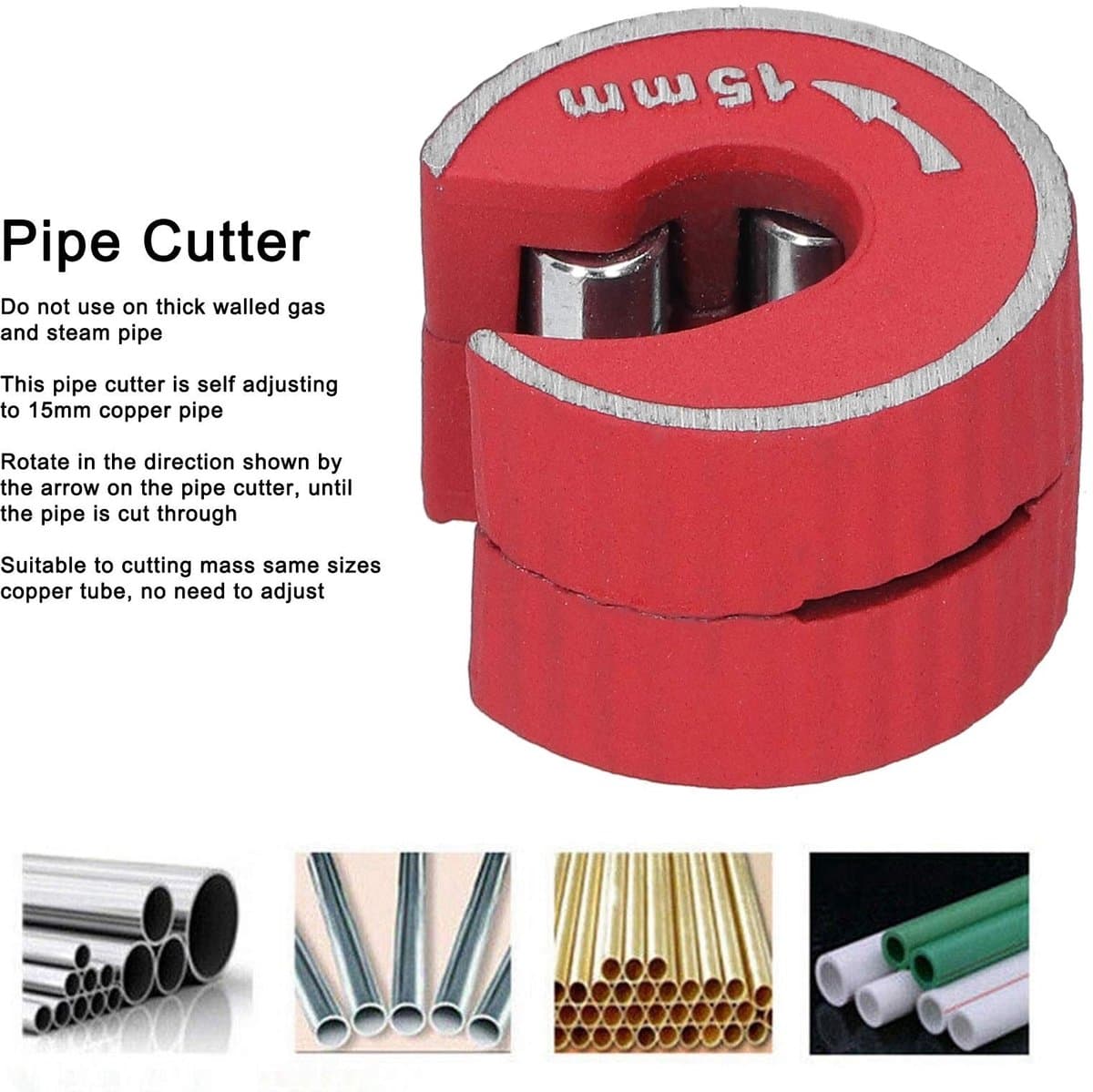 Dailygoods- Pijpsnijder 15 mm - Antislipfunctie - Zinklegering - Koperen/Aluminium Buizensnijder - Snijgereedschap - Comfortabel in gebruik thumbnail 3
