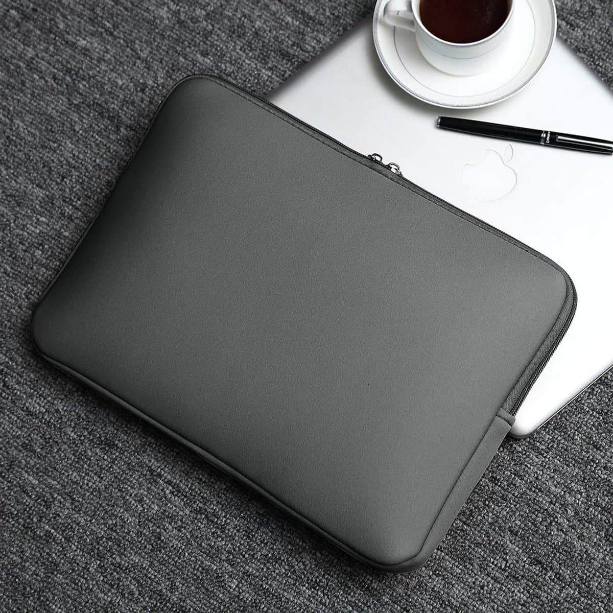 14 Inch Laptop Sleeve - Beschermende Tas voor Notebook, Chromebook en Tablet - Grijs, Waterdicht en Schokbestendig thumbnail 6