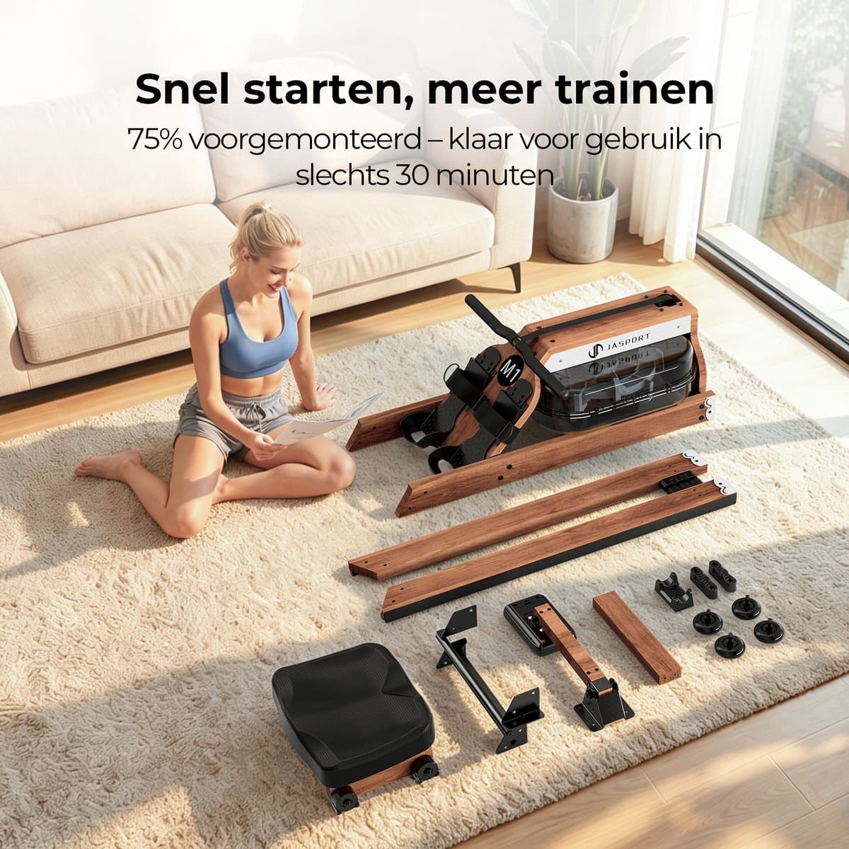 JASPORT M1 Roeimachine voor Thuis – Inklapbaar, 20 L Watertank, Bluetooth & LCD-display thumbnail 8