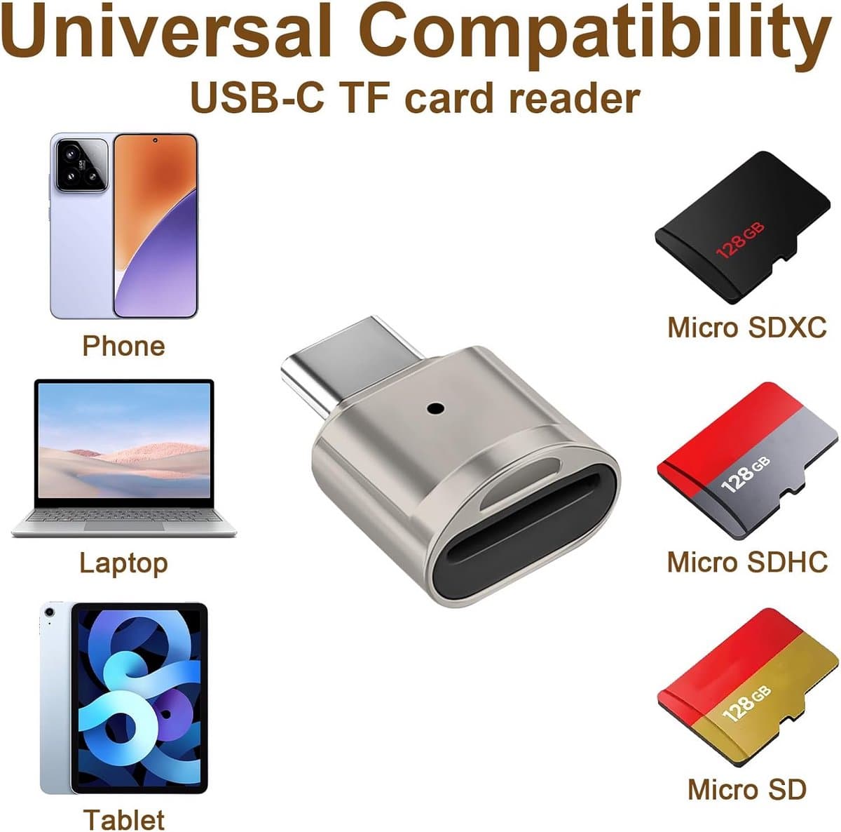 Geheugenkaartlezer - SD USB C - Snelle Data Overdracht - Plug & Play - Tot 256GB - Zwart thumbnail 2