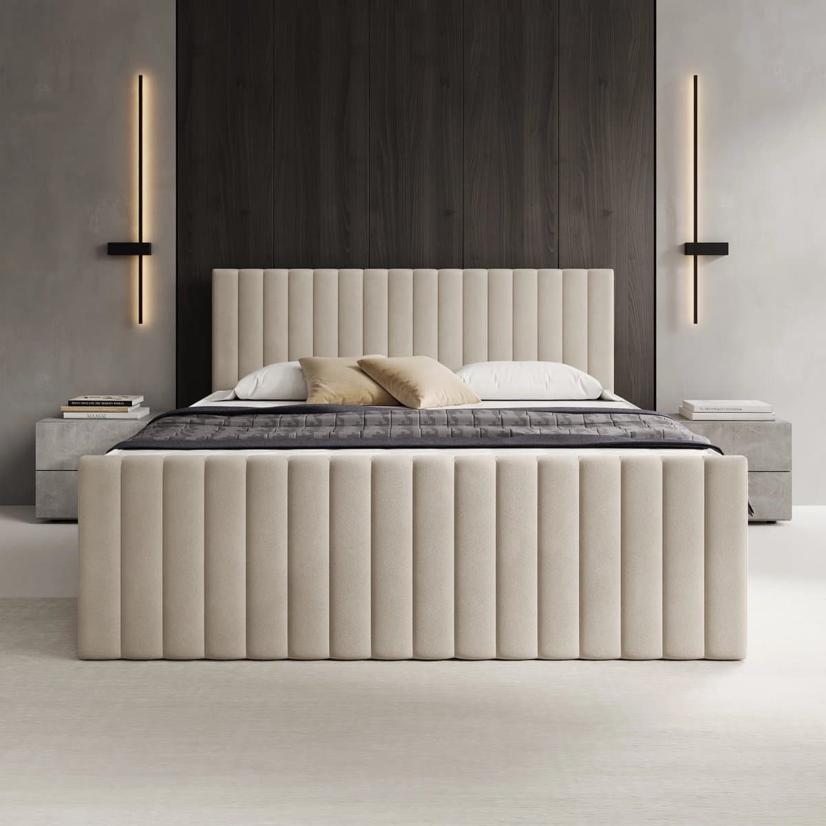 Meubella - Tori - Boxspring met opbergruimte - Stof beige - 160x200 cm thumbnail 3