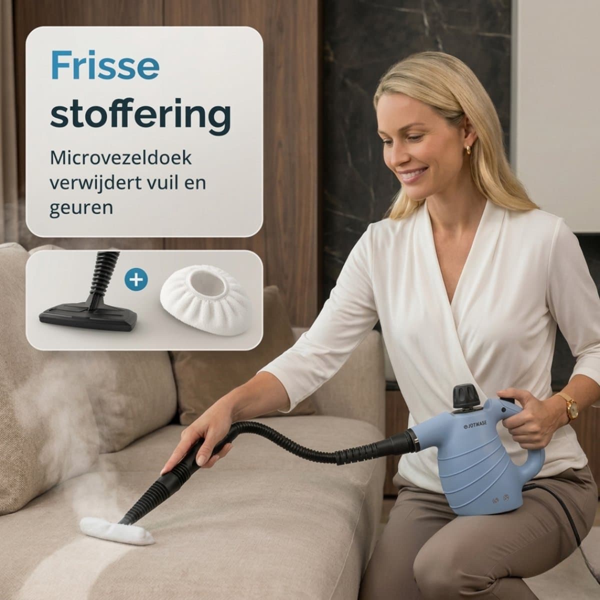 Joyware® 13-in-1 Stoomreiniger S1 – Krachtige Handstoomreiniger – Tapijtreiniger & Vlekkenreiniger voor Bank, Badkamer & Bekleding – Steam Cleaner – 1050W – 450ML thumbnail 6