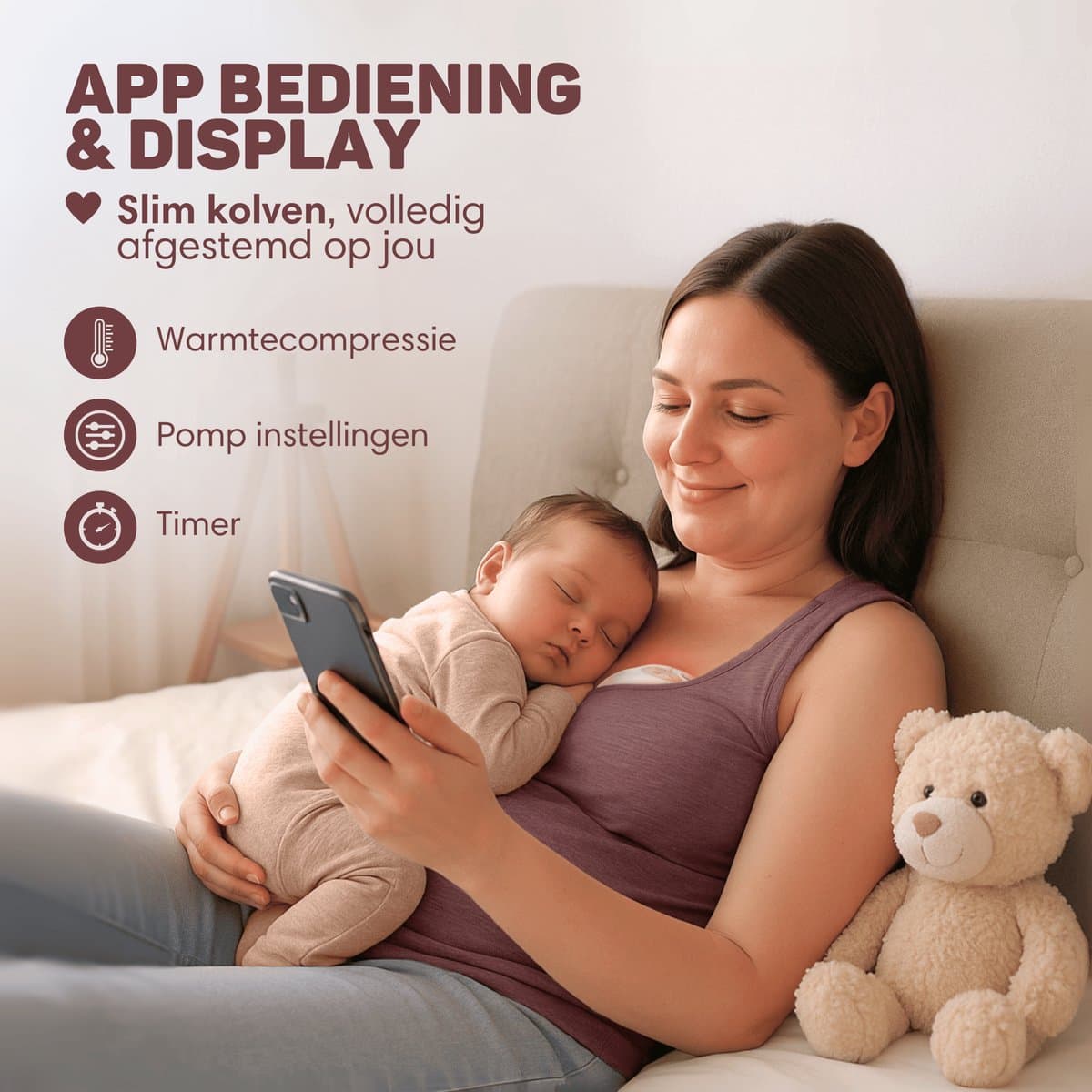 Vulpes Goods® BabyCare - Elektrische Borstkolf Elite - Handsfree Borstkolf - Dubbele Draadloze Borstkolf - Warmtecompressie - BPA-Vrij - App - Incl. Reiskoffer, Borstschildverkleiners, 60 Bewaarzakjes & Meer - Roze thumbnail 7
