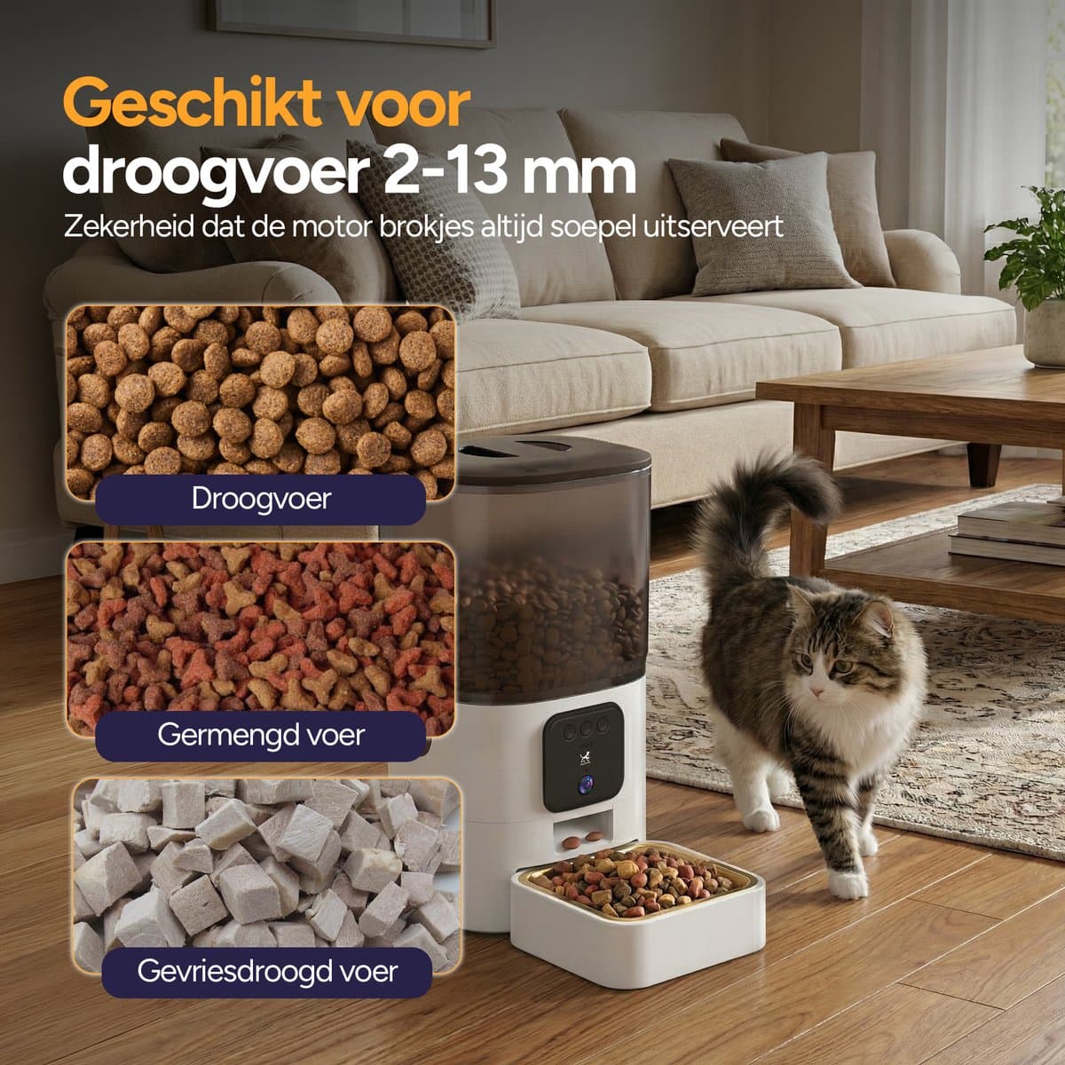 Viervoeter Feed Pro - Automatische Voerbak 6L - Kat en Hond - Voerautomaat met App - Wit thumbnail 3