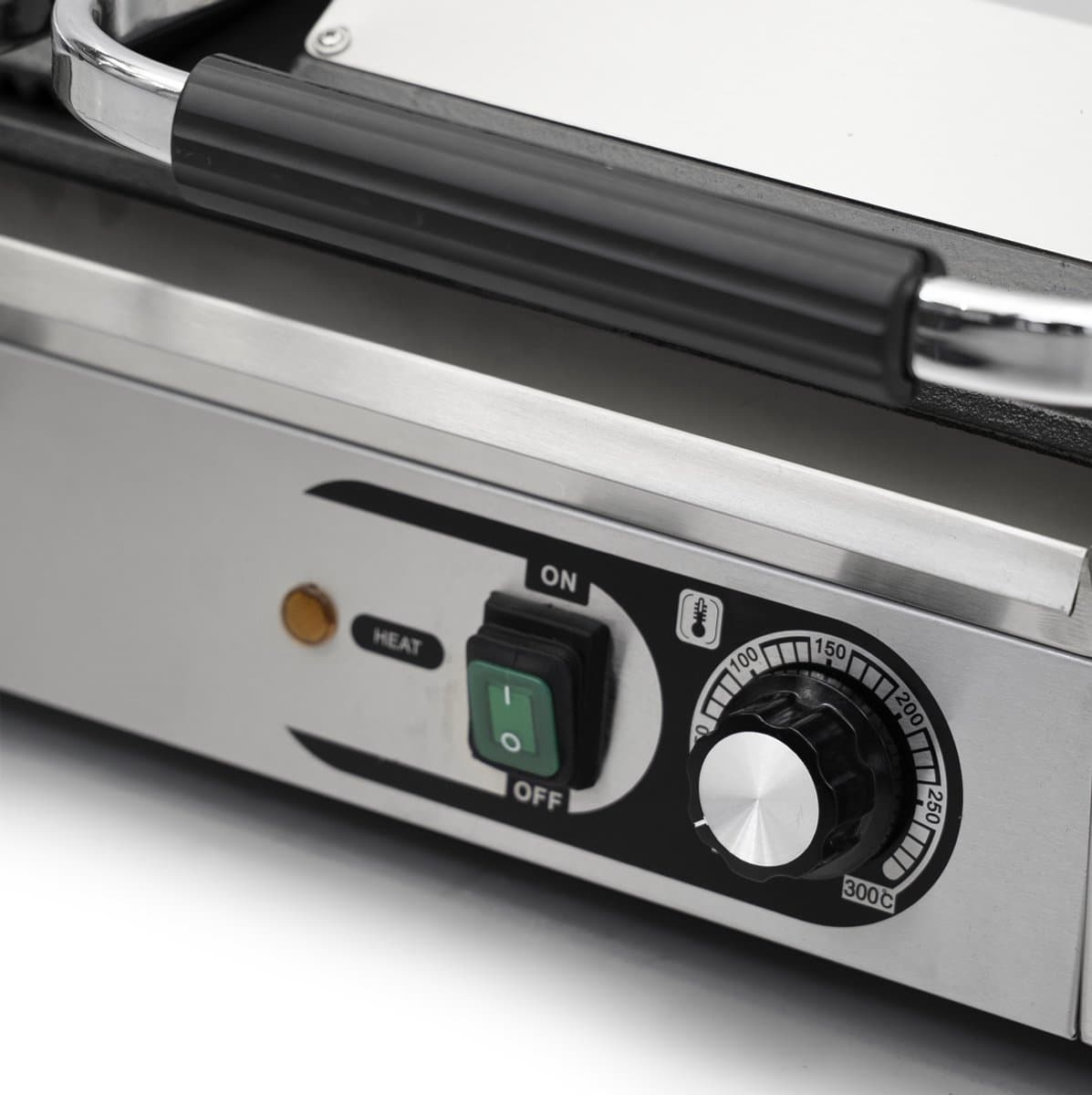 HCB® - Professionele Horeca Paninigrill - dubbel - geribbeld/glad - 230V - RVS / INOX panini grill - 30.5x56.5x20 cm (DxBxH) - 20 kg - 1701 thumbnail 2