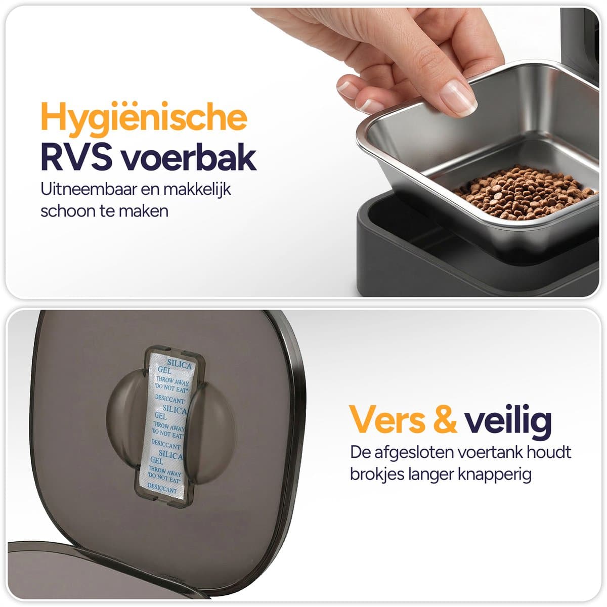 Viervoeter Feed Pro - Automatische Voerbak 6L - HD camera & Audio - Kat en Hond - Voerautomaat met App - Zwart thumbnail 2