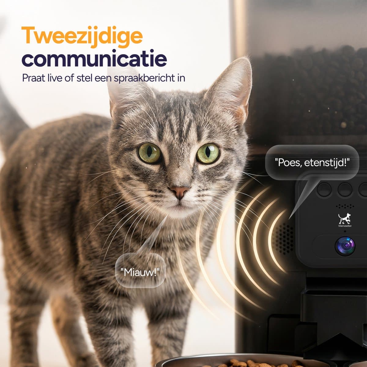 Viervoeter Feed Pro Dual - Automatische Voerbak 7L - HD camera & Audio - Kat en Hond - Voerautomaat met App - Zwart thumbnail 8