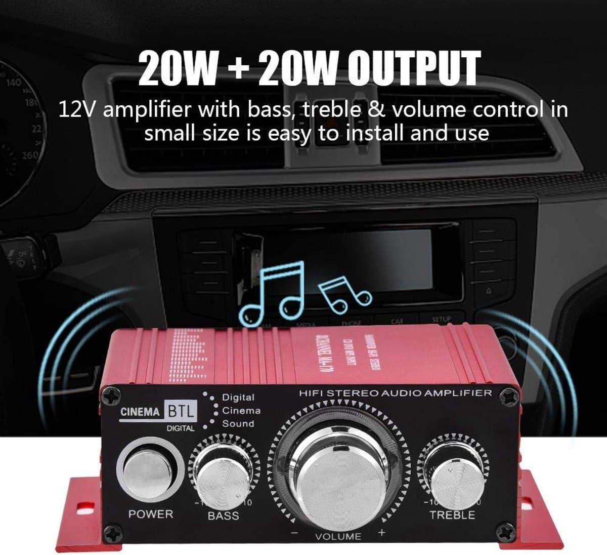 By shayne - Car HiFi Audio Stereo Amplifier - 2 Kanaals Digitale Audio Versterker - Aluminium - 20W Vermogen - Ideaal voor Auto - Compact Model thumbnail 4