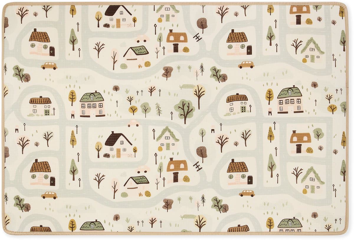 Mamabrum Dubbelzijdige Speelmat van Schuim 180x120 cm – XPE Speelkleed voor Baby’s en Kinderen – Stadje / Zandbeige thumbnail 5