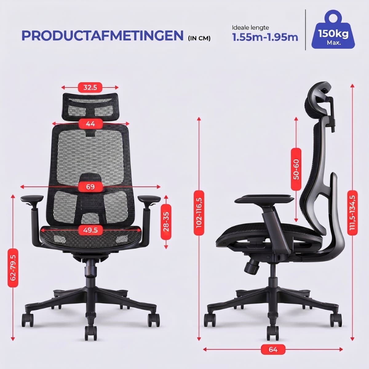 Stane Ergonomische Bureaustoel - Office Chair - Bureaustoelen voor Volwassenen - Gamestoel - Gamingsstoel - NEN-EN1335 Gecertificeerd thumbnail 2