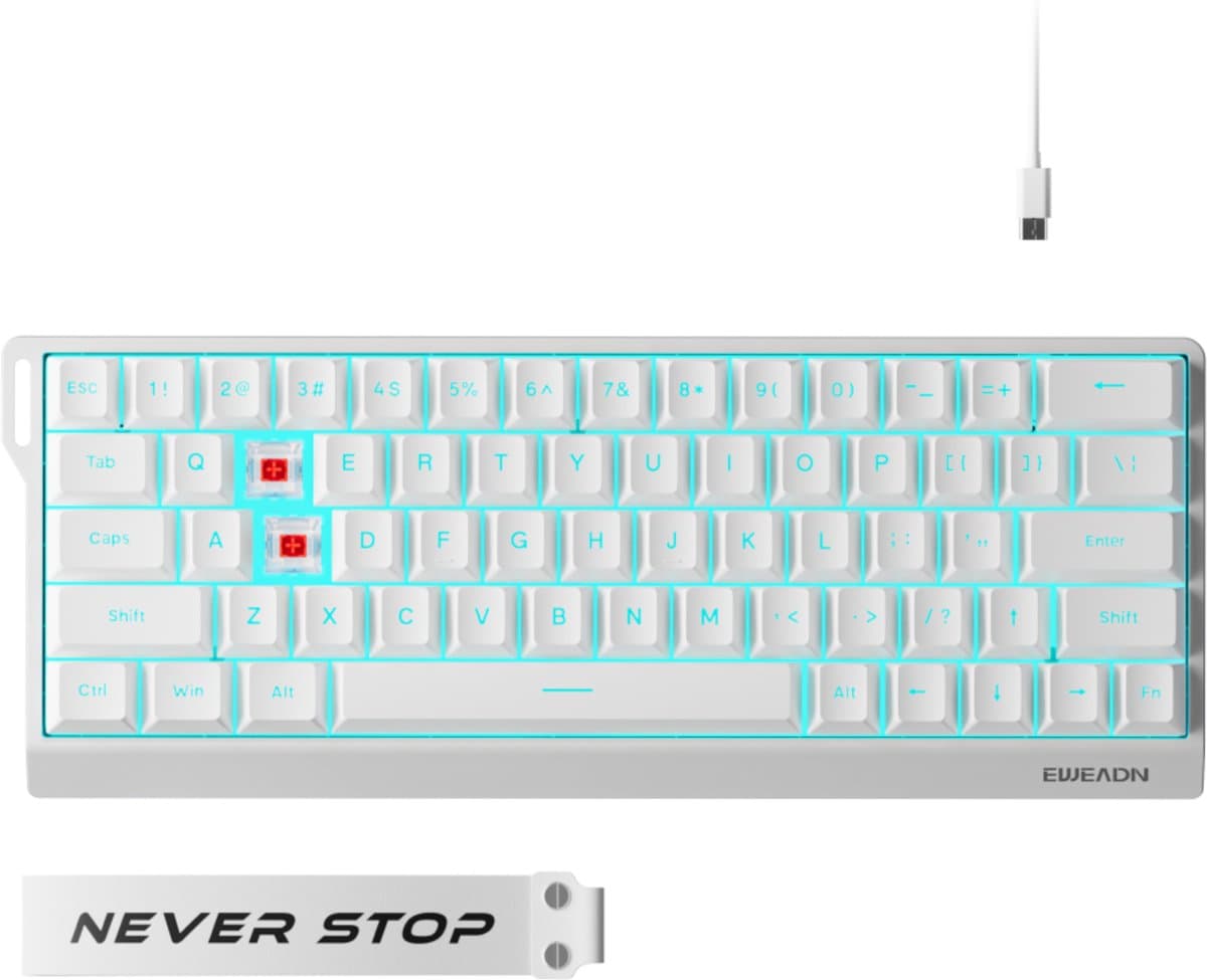 EWEADN DK63 60% Mechanisch - Rood, Draadloos, RGB