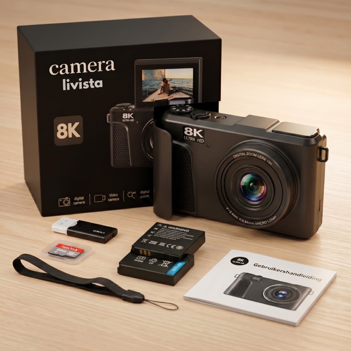 Livista Digitale Camera 8K - 88MP - 18X Digitale Zoom - WiFi - 3.0" UHD-display - Fototoestel - Mini Camera - Fotocamera - Compact Camera - Incl. 64GB SD Kaart - Vlog Camera voor Kinderen thumbnail 7