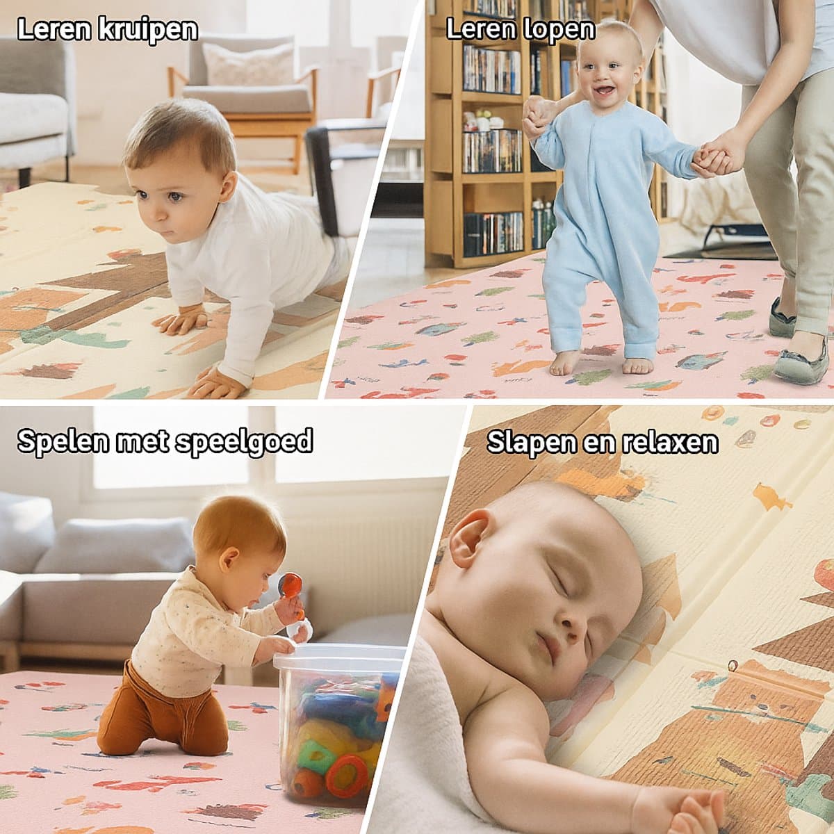 TrueStone Speelmat - 2 verschillende Designs - 150 x 200 CM - Speelmat Baby - Speelmat Foam - Opvouwbaar - Speelkleed thumbnail 3