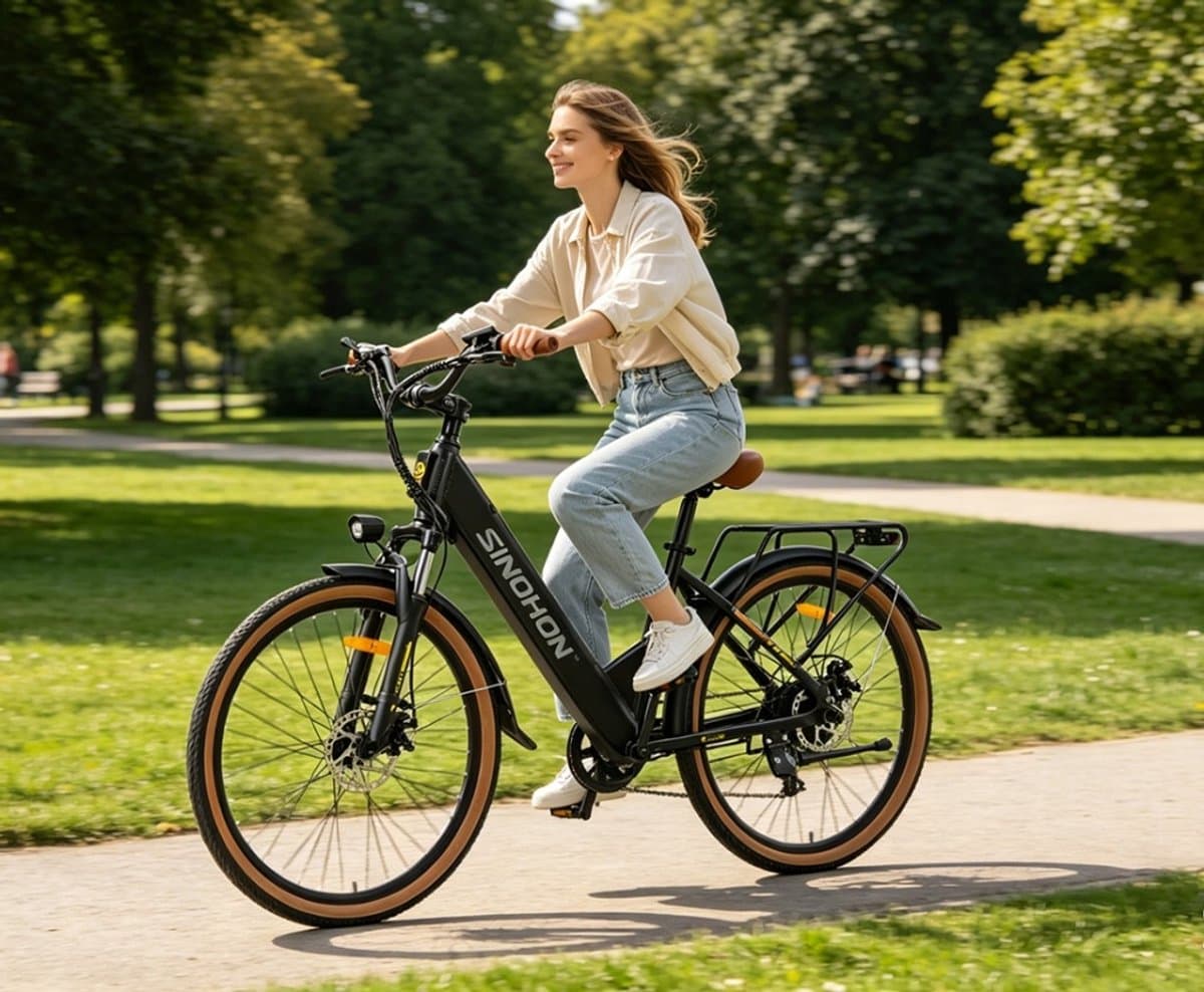 SINOHON EM300 26‘’ Elektrische Fiets – 250W Motor, 36V 15,6Ah Accu, 100km Bereik, 7-Speed Shimano – LED-Koplamp thumbnail 5