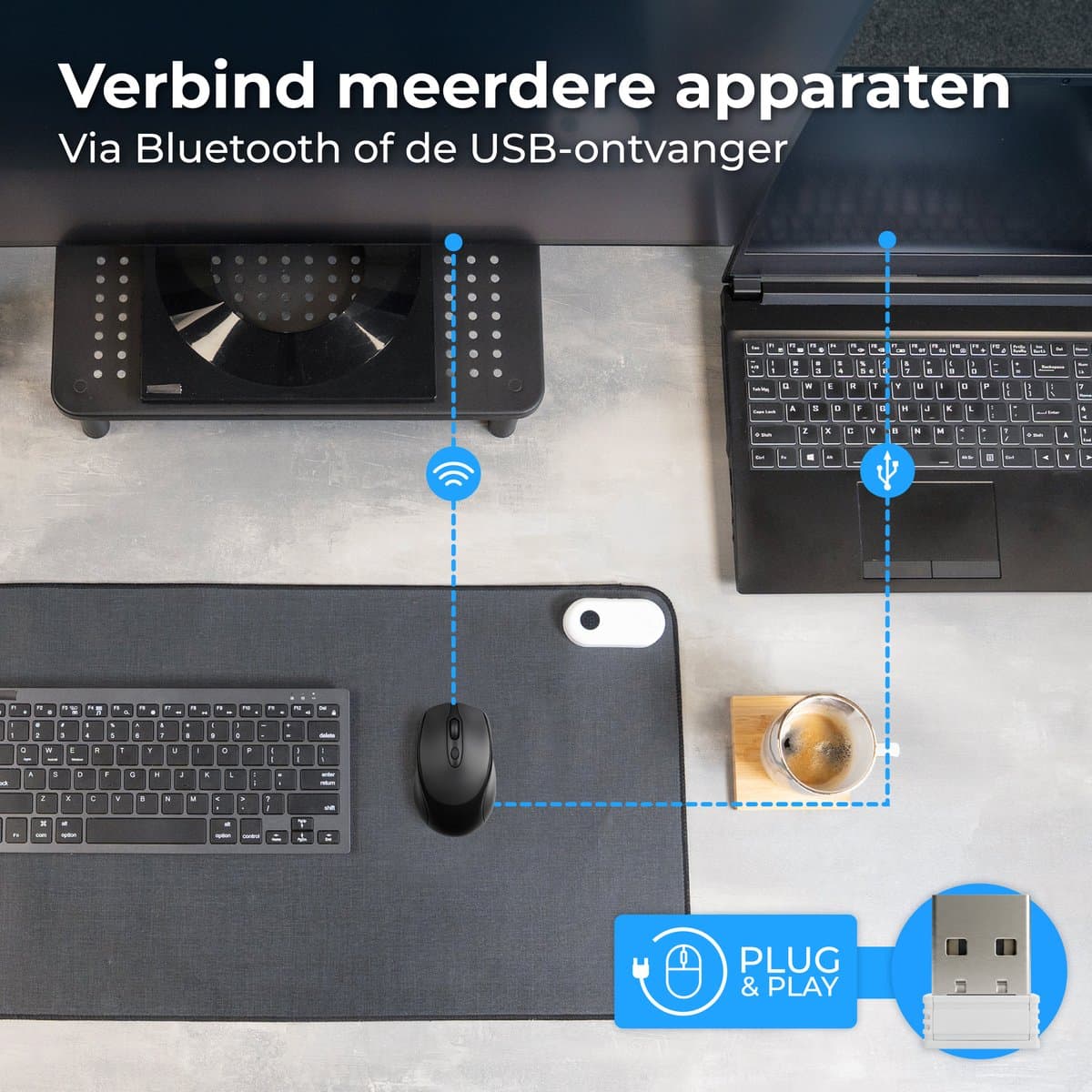 Nuvance Draadloze Muis - Bluetooth Muis - Muis Draadloos - Ergonomische Muis Rechtshandig & Linkshandig - Stil - Computermuis thumbnail 6