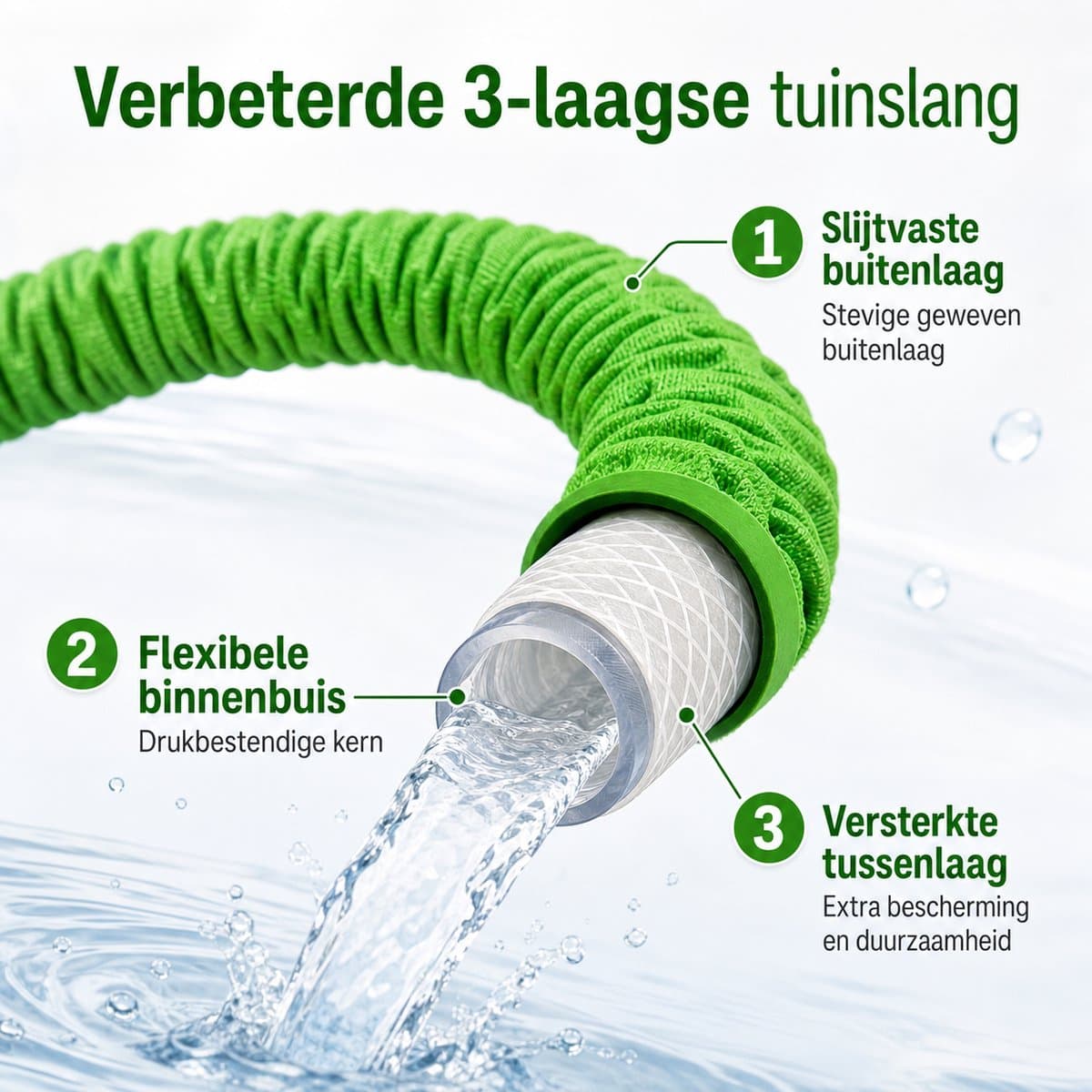 Tuinslang Uitrekbaar 30 meter - 7 Standen - Flexibel thumbnail 4