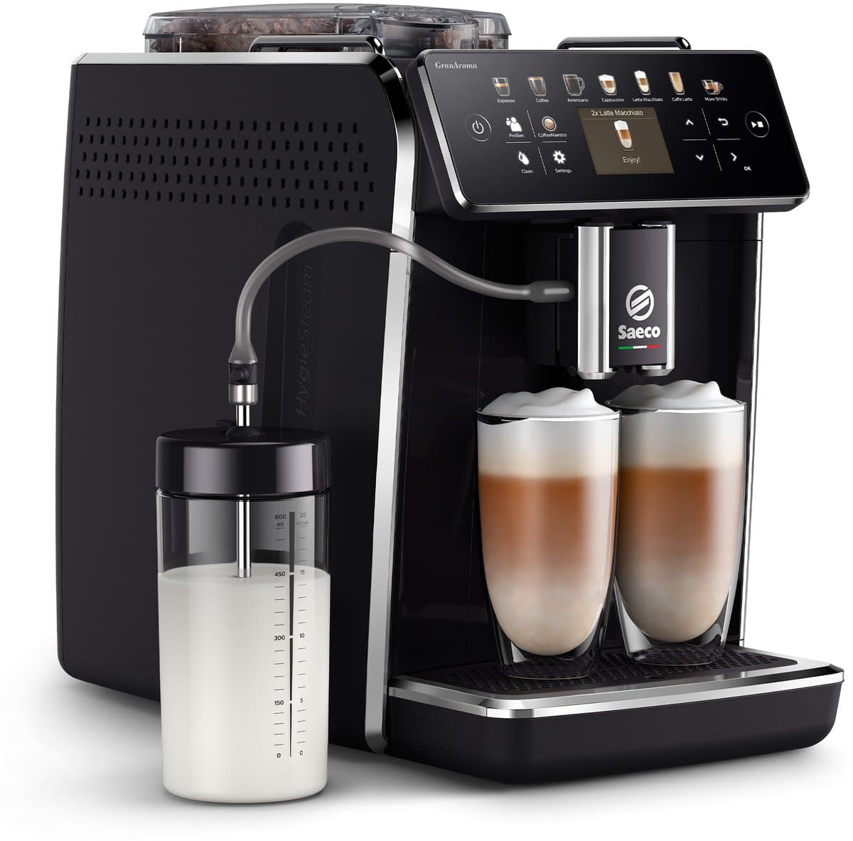 Saeco GranAroma - Espressomachine - 16 Dranken met melksysteem - Volautomatisch - Koffiemachine met bonen + AquaClean filter - Zwart (SM6580/00) thumbnail 2